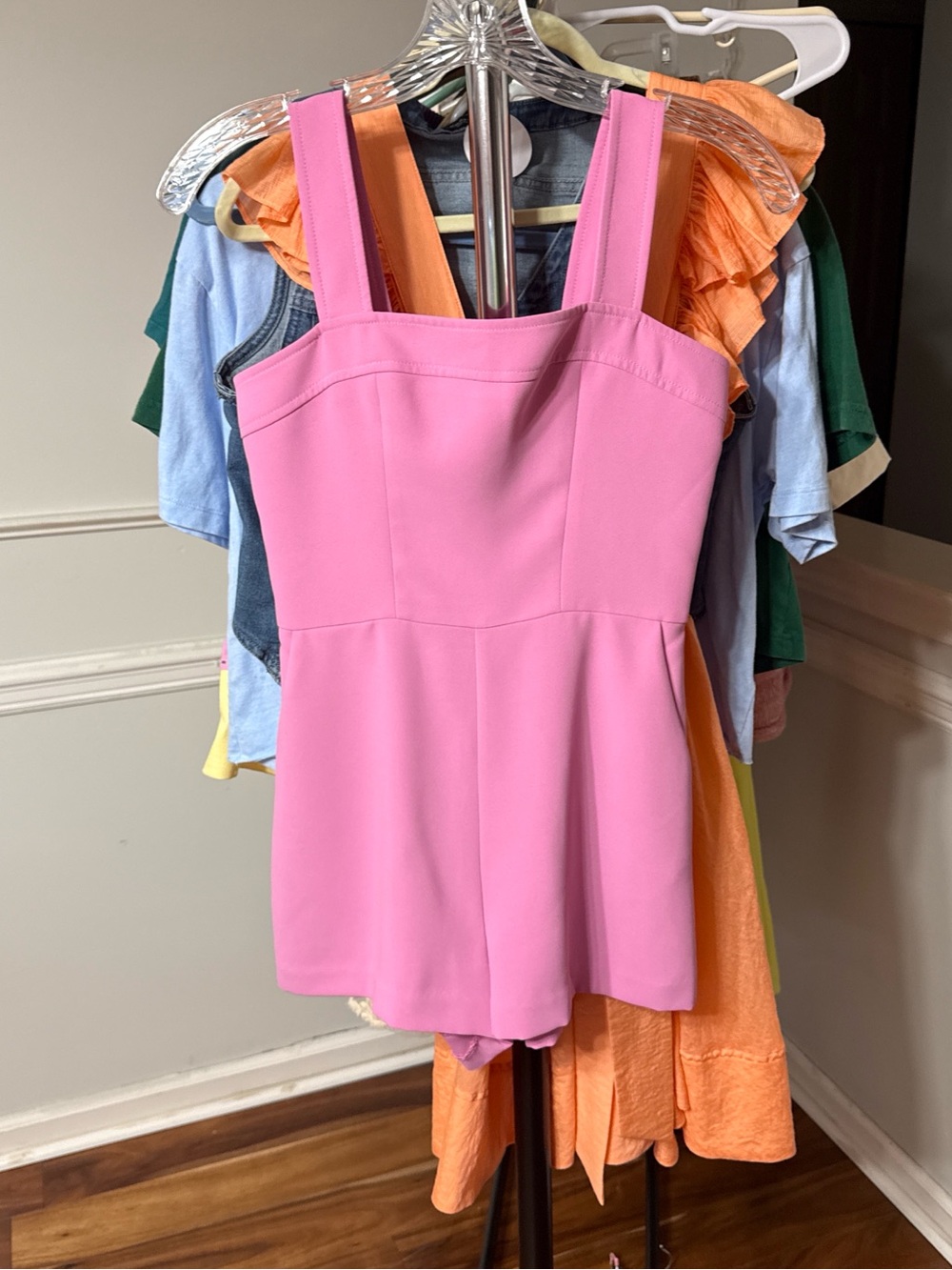Amanda Uprichard Pink Sleeveless Square-Neck Top